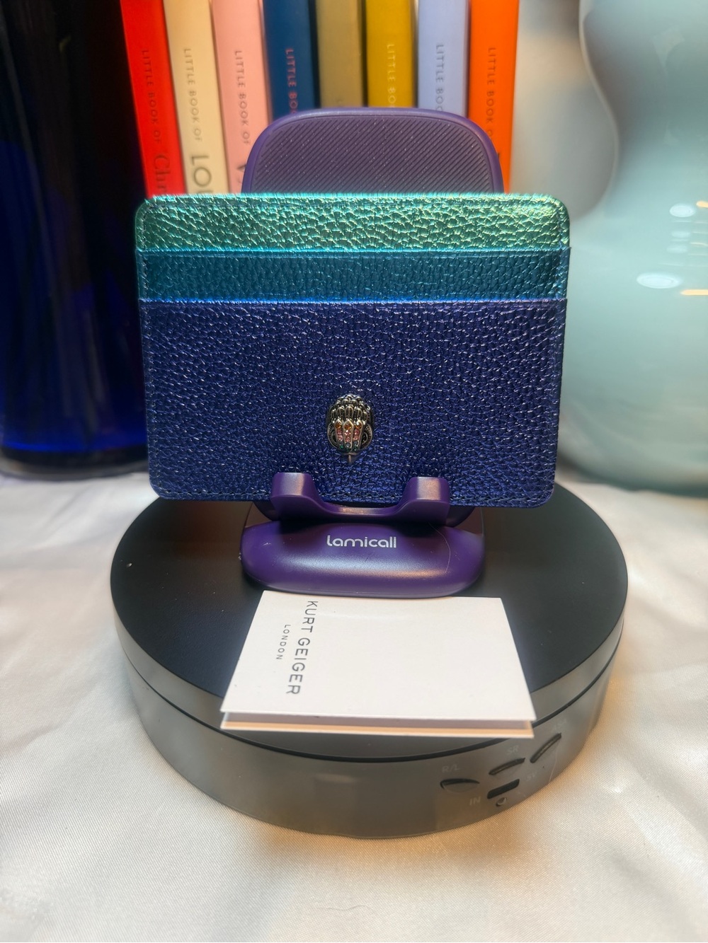 Kurt Geiger Blue-Green Metallic Cardholder
